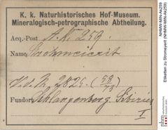 Etiketten zu Stromeyerit (NHMW-MIN-Ak259)